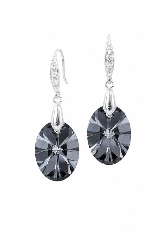 Aros Gran Praga Plata 925 creado cristales de Swarovski Silver Night Negro TALLA UNICA