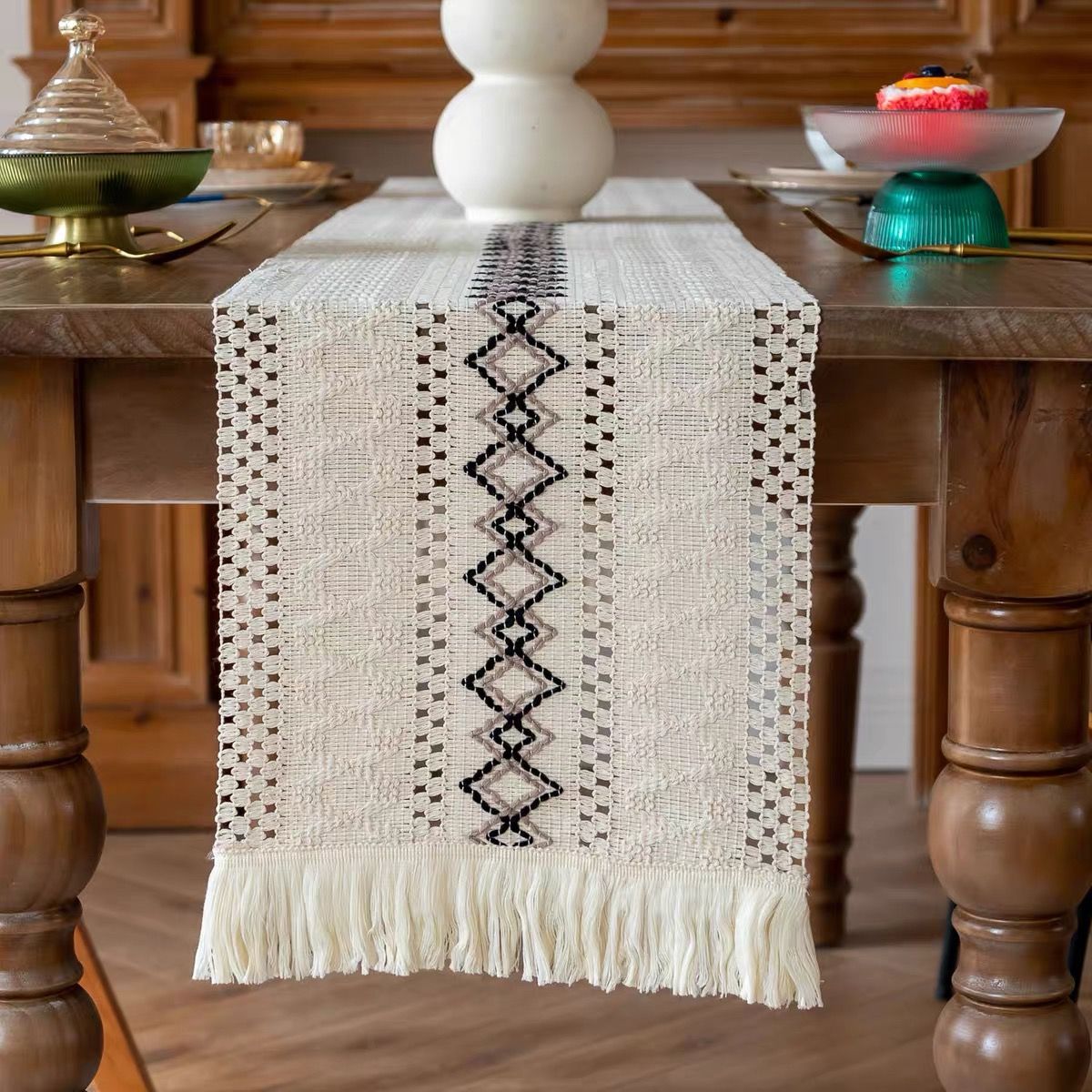 GENERICO - Camino De Mesa Algodon Yute Etnico Mantel De Centro 180x30cm