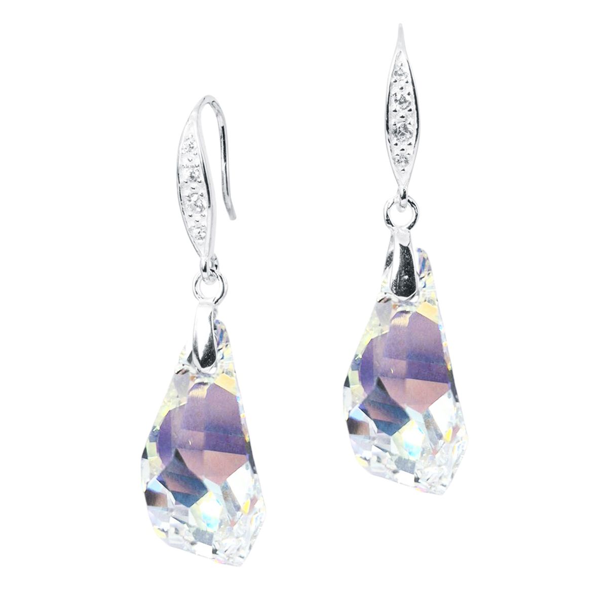 JOYAS MONTERO - Aros Sofia Plata 925 creado cristales de Swarovski® Aurora Boreal