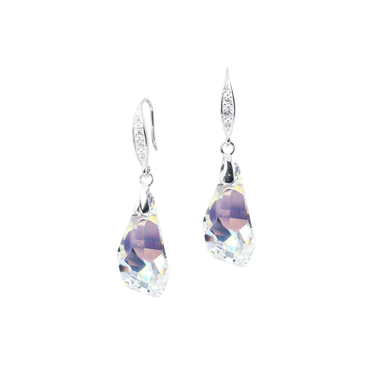 JOYAS MONTERO - Aros Sofia Plata 925 creado cristales de Swarovski® Aurora Boreal
