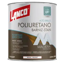 LANCO - Barniz de Poliuretano Más Stain 2 en 1 Brillante 1L Nogal