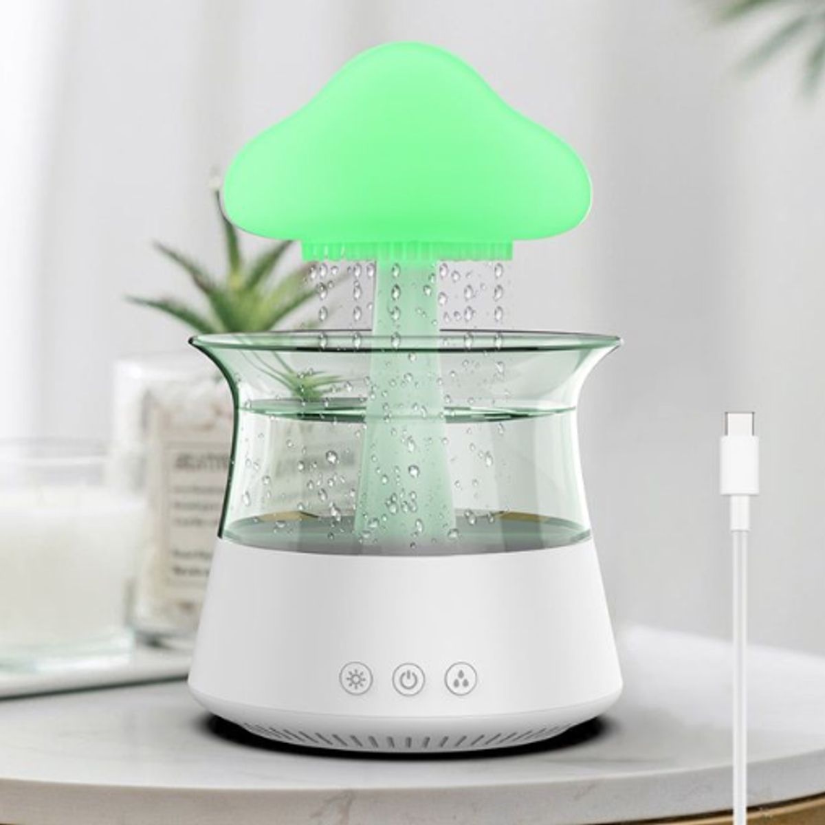 GENERICO - Humidificador De Nube De Lluvia Gotas De Agua Luz Nocturna