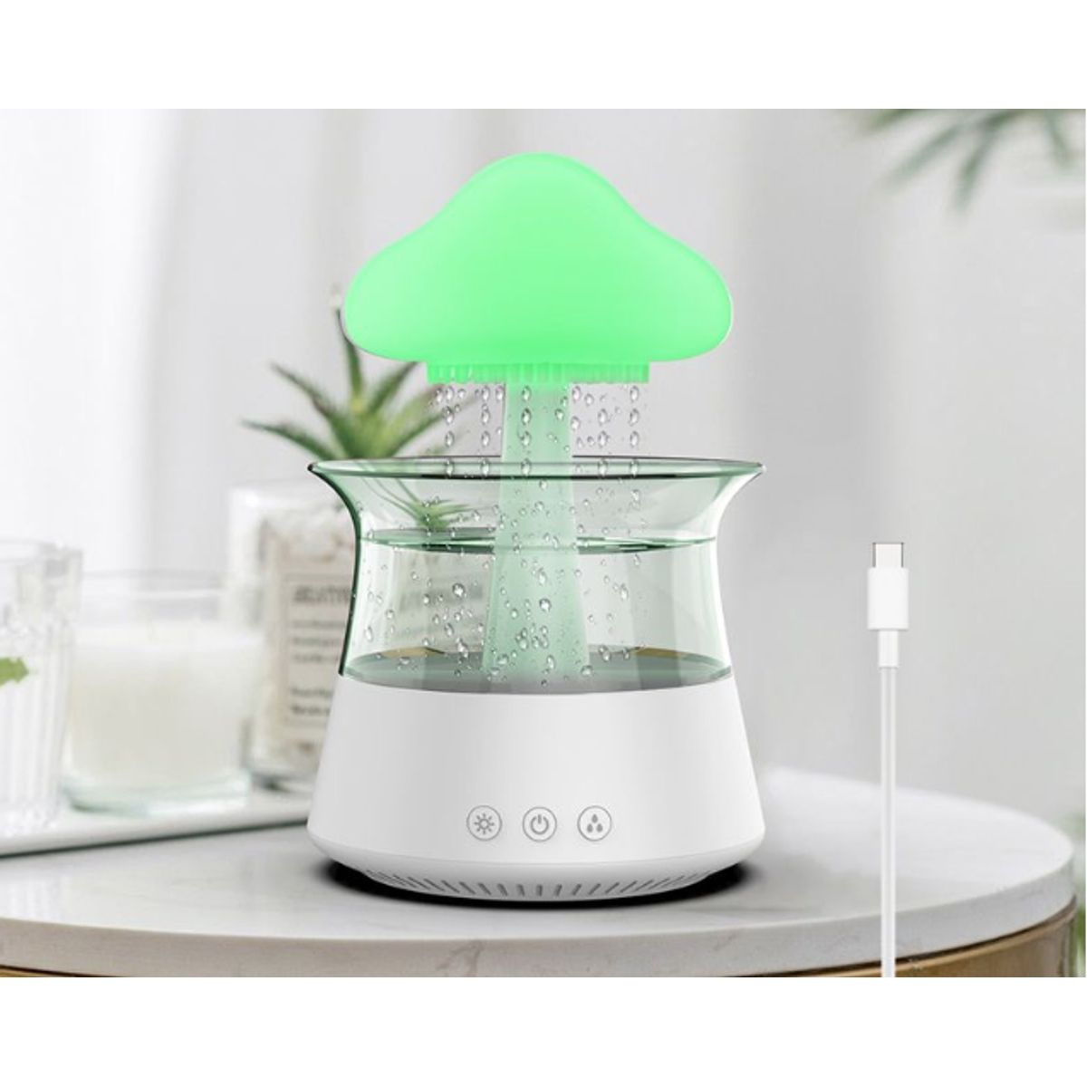 GENERICO - Humidificador De Nube De Lluvia Gotas De Agua Luz Nocturna