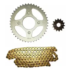 GENERICO - Kit De Transmision Yamaha Enticer 125 Yba C/ Cadena Dorada
