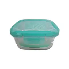 KEEP - Hermetico Vidrio Cuadrado 500ml Envase Contenedor - Turquesa