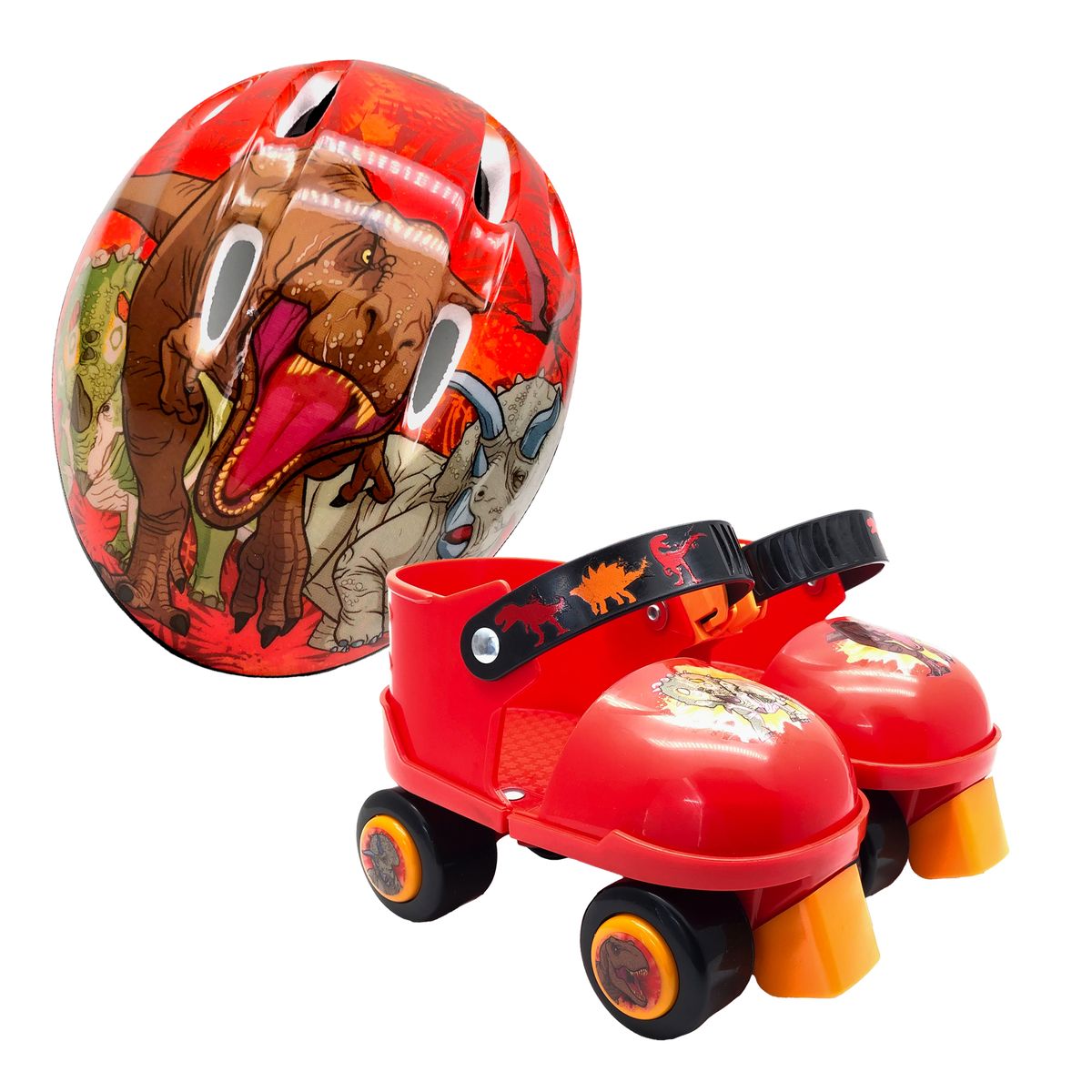 JURASSIC PARK - Patines 4 Ruedas Jurassic World con casco Ajustables T25-28