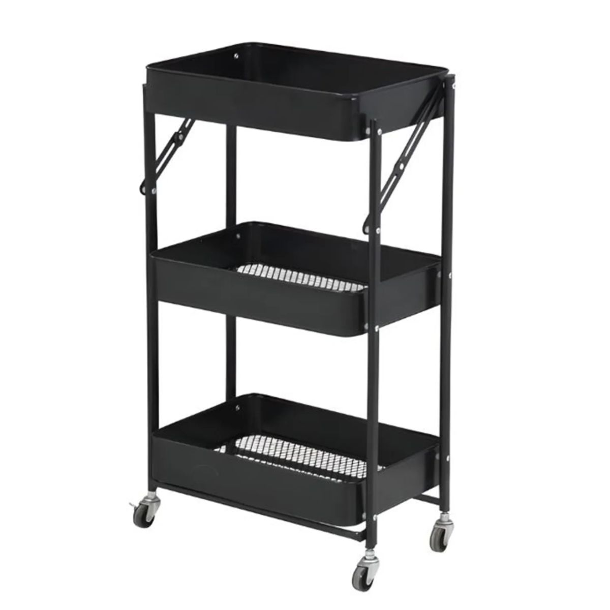 GENERICO - Estante Organizador Plegable Cocina Baño 3 Niveles Negro