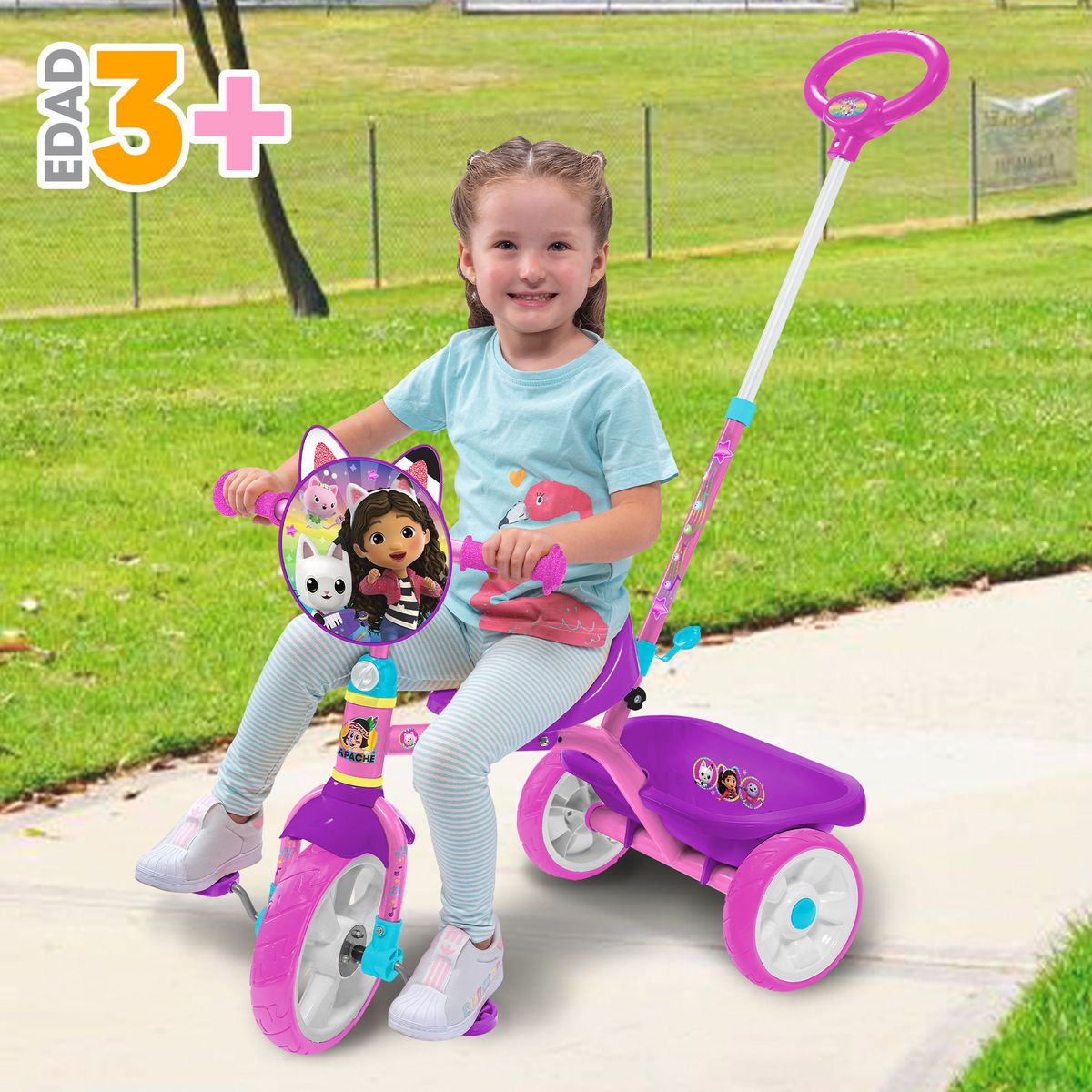 GABBYS DOLLHOUSE - Triciclo Niña con empujador Gabby Dollhouse