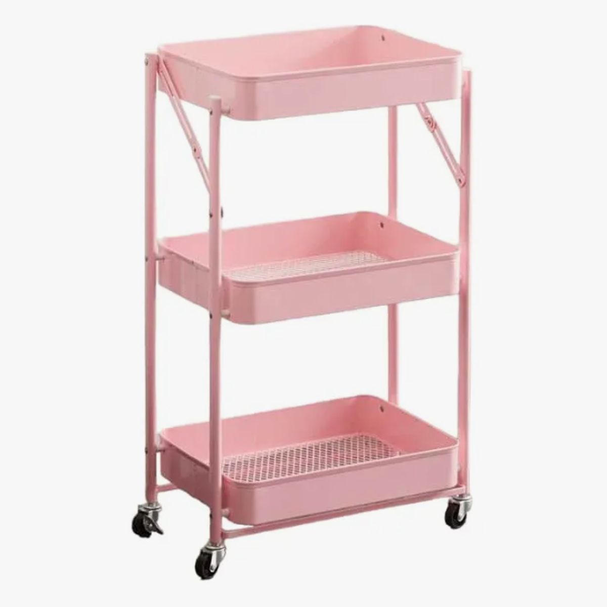 GENERICO - Estante Organizador Plegable Cocina Baño 3 Niveles Rosa