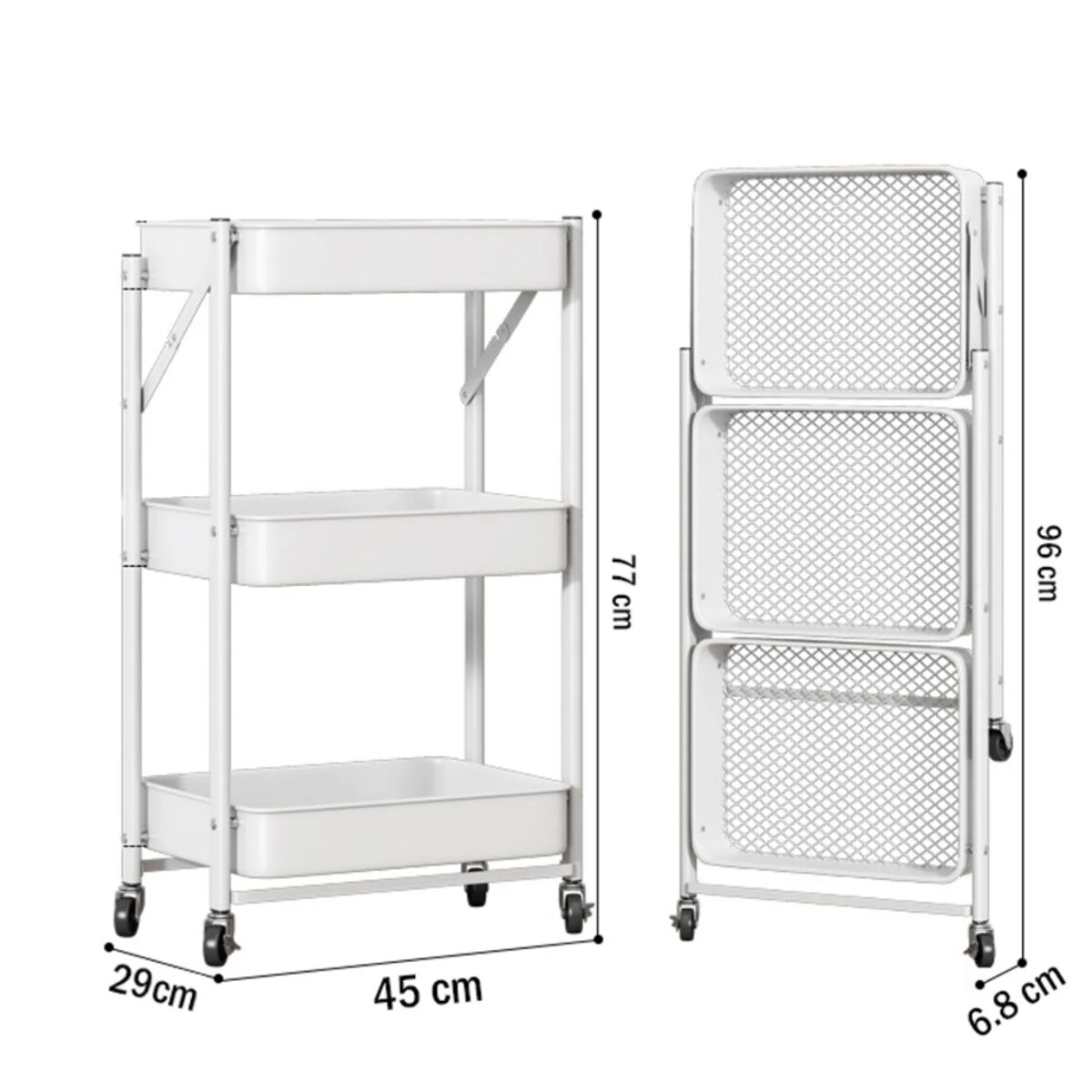 GENERICO - Estante Organizador Plegable Cocina Baño 3 Niveles Blanco