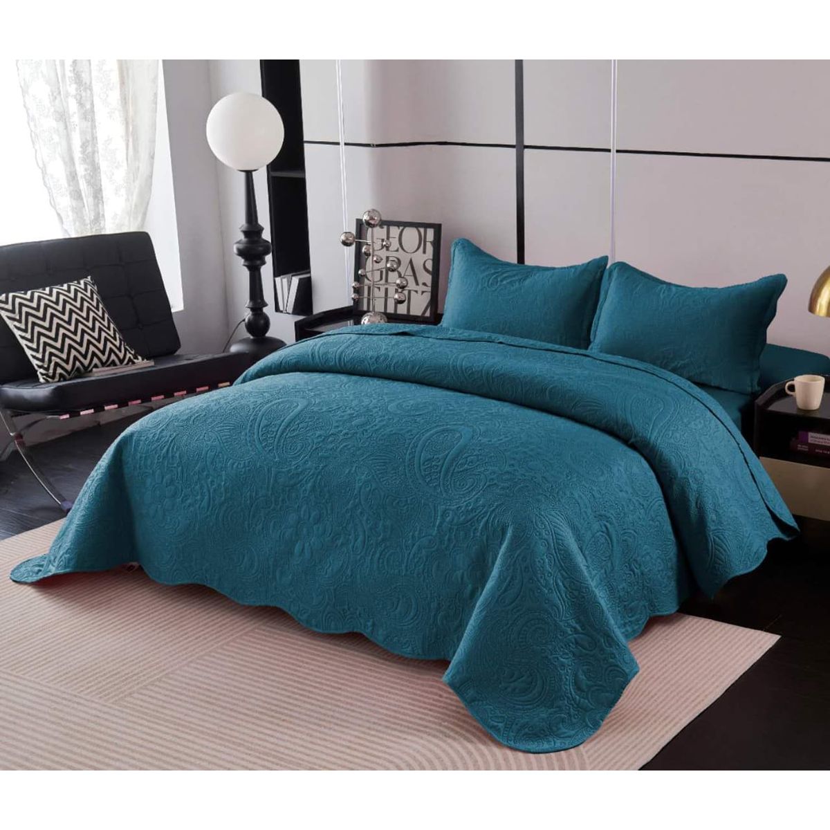 GENERICO - Quilt de Verano 2 Plazas Color Turquesa Meipulis01