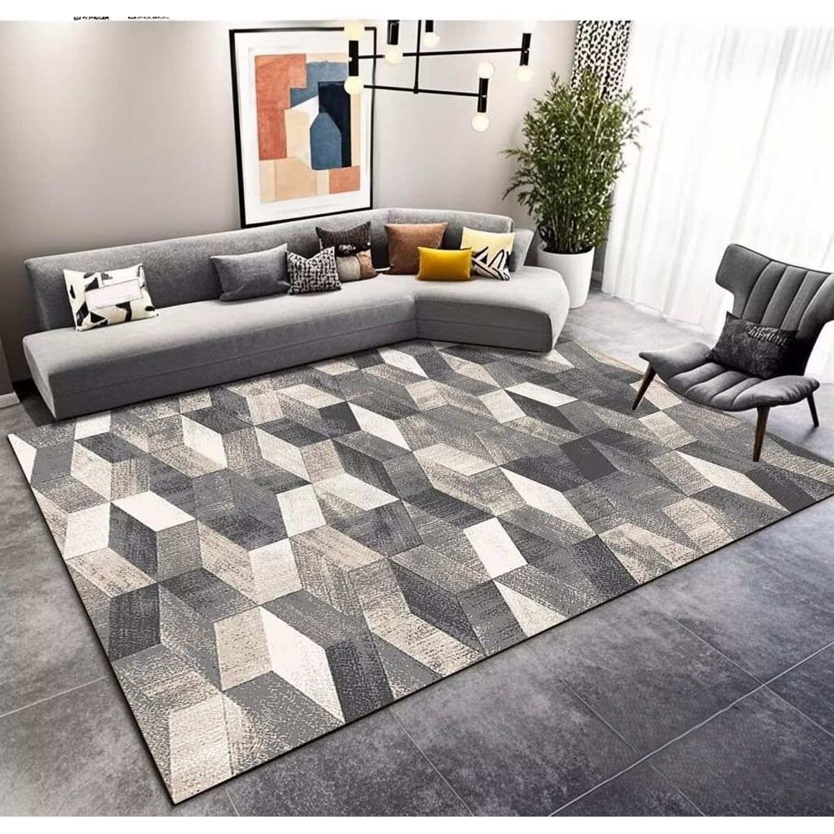 GENERICO - ALFOMBRA PARA LIVING ANTIDESLIZANTE CON DISEÑOS TRIDIMENCIONALES