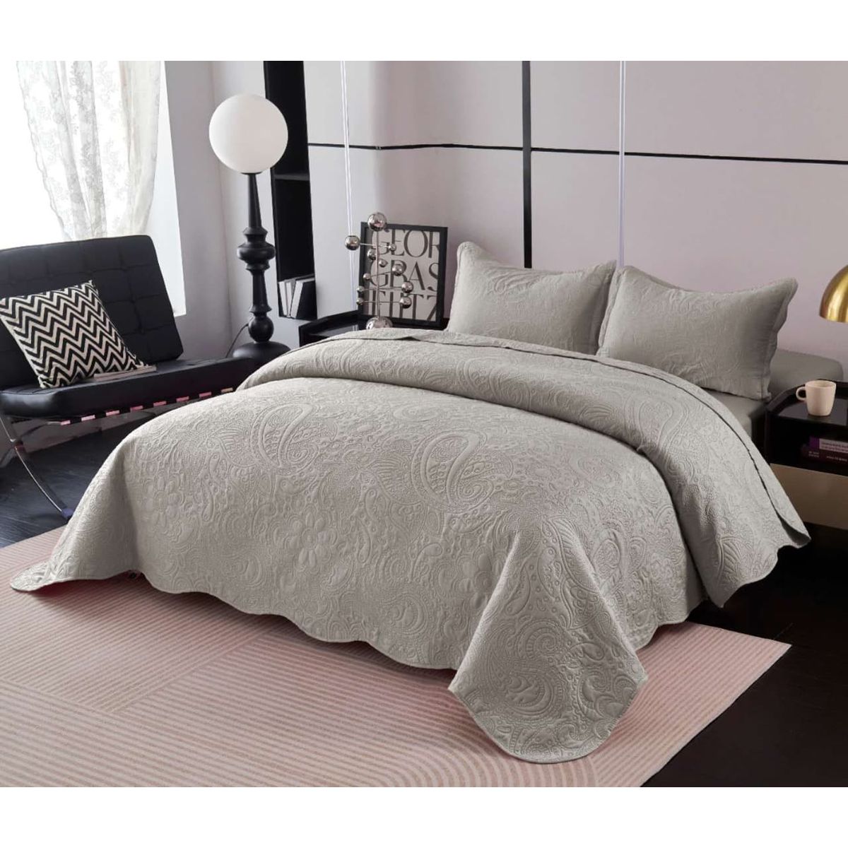 GENERICO - Quilt de Verano 2 Plazas Color Gris Meipulis03