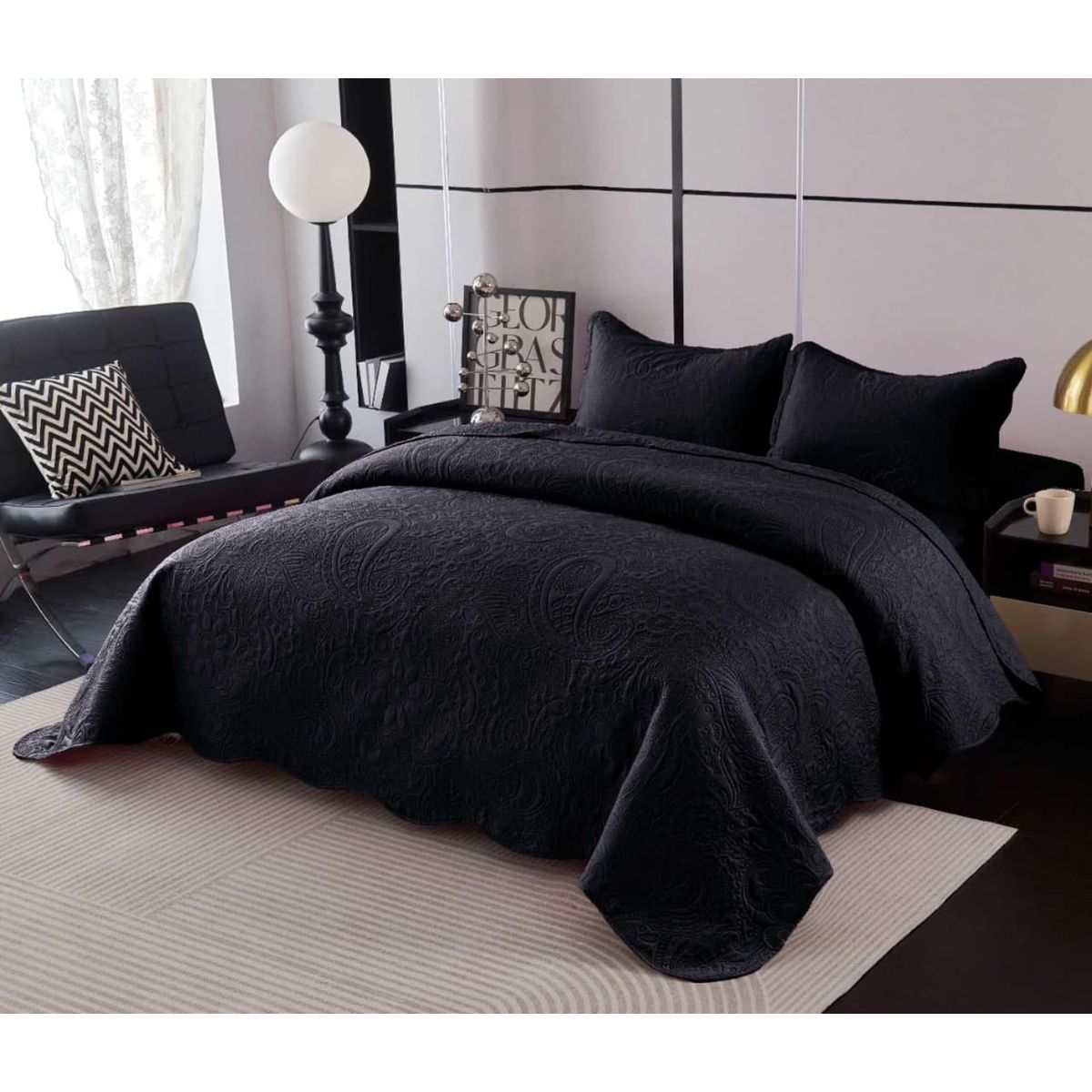 GENERICO - Quilt de Verano 2 Plazas Color Negro Meipulis05