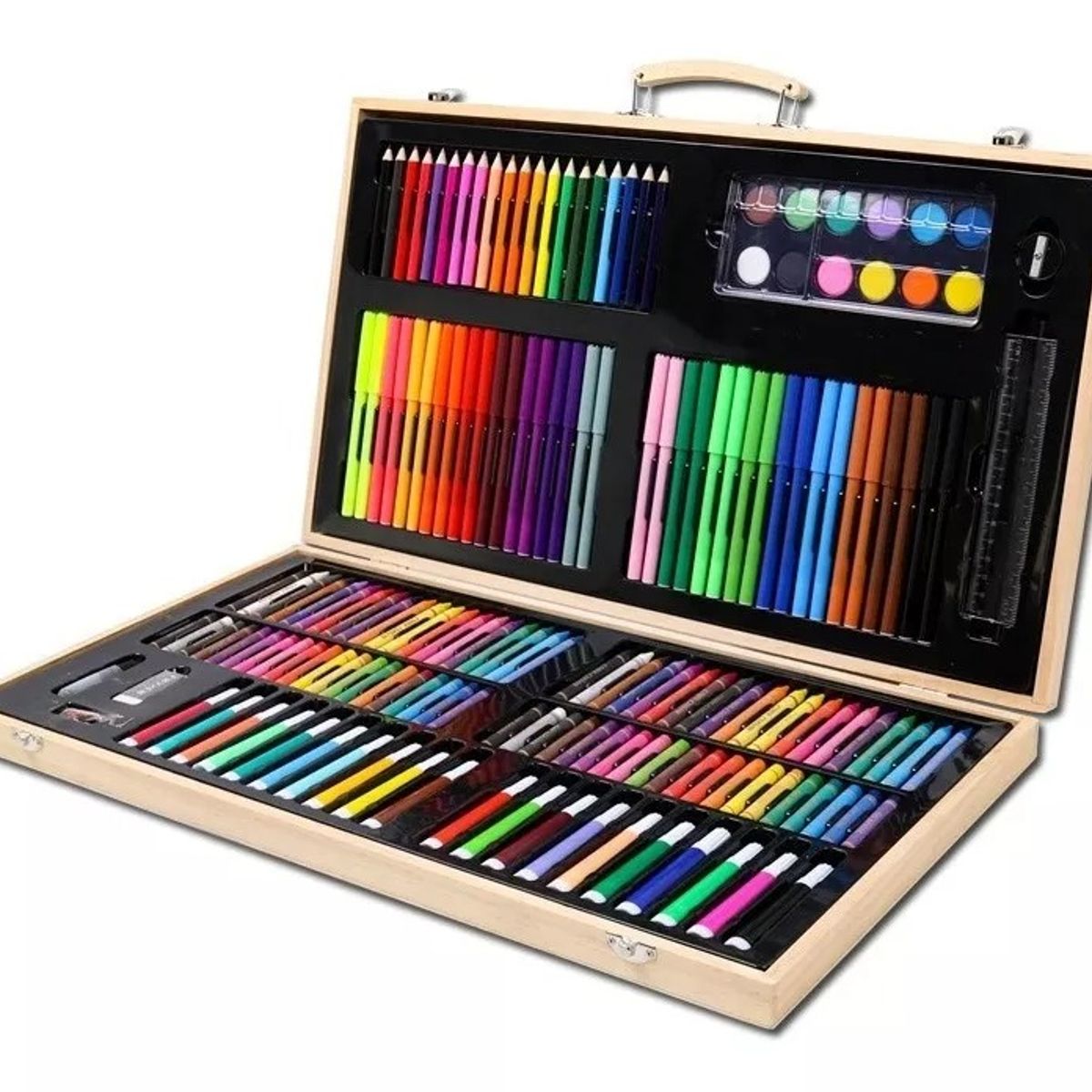 NO LOGO - Set De Arte 180 Pcs Lapices Para Colorear Maleta De Madera