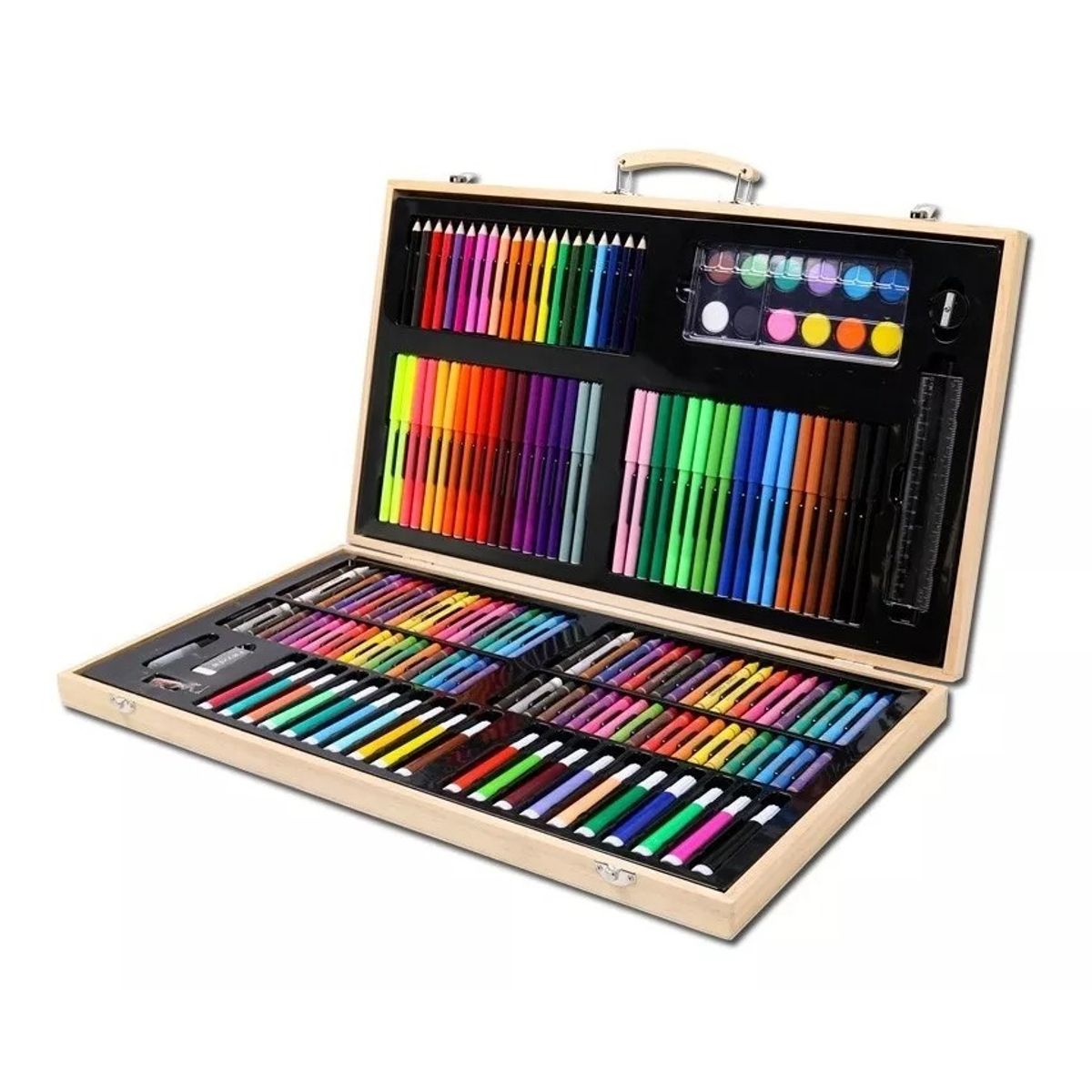 NO LOGO - Set De Arte 180 Pcs Lapices Para Colorear Maleta De Madera