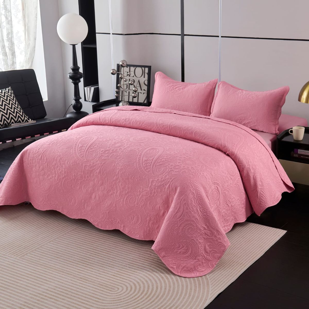 GENERICO - Quilt de Verano 2 Plazas Color Rosado Meipulis07