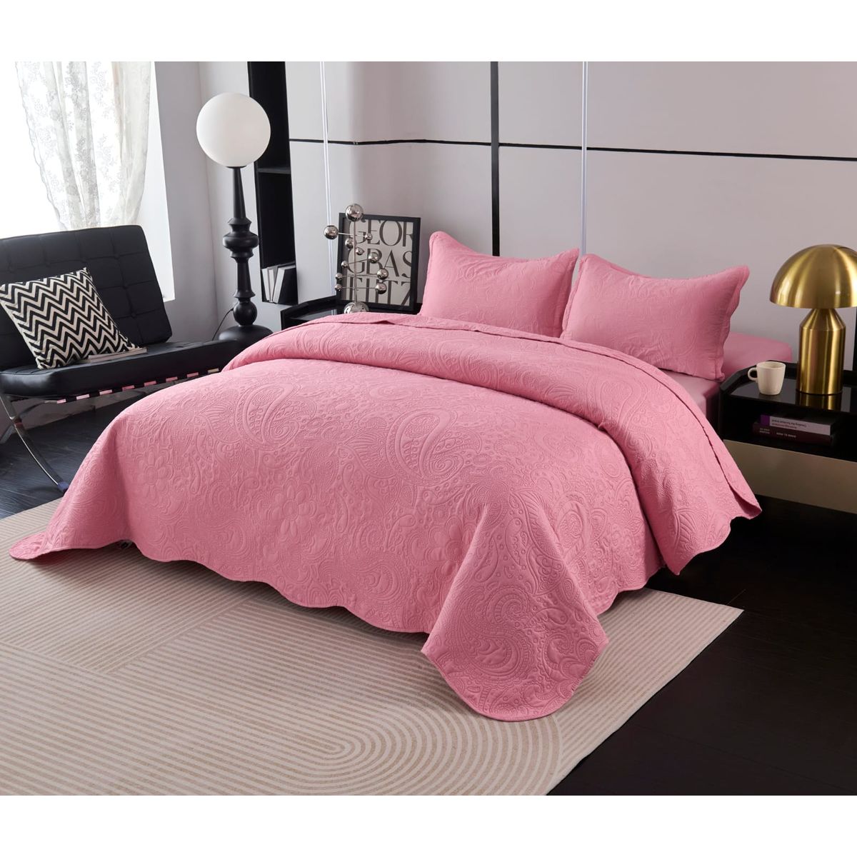 GENERICO - Quilt de Verano 2 Plazas Color Rosado Meipulis07