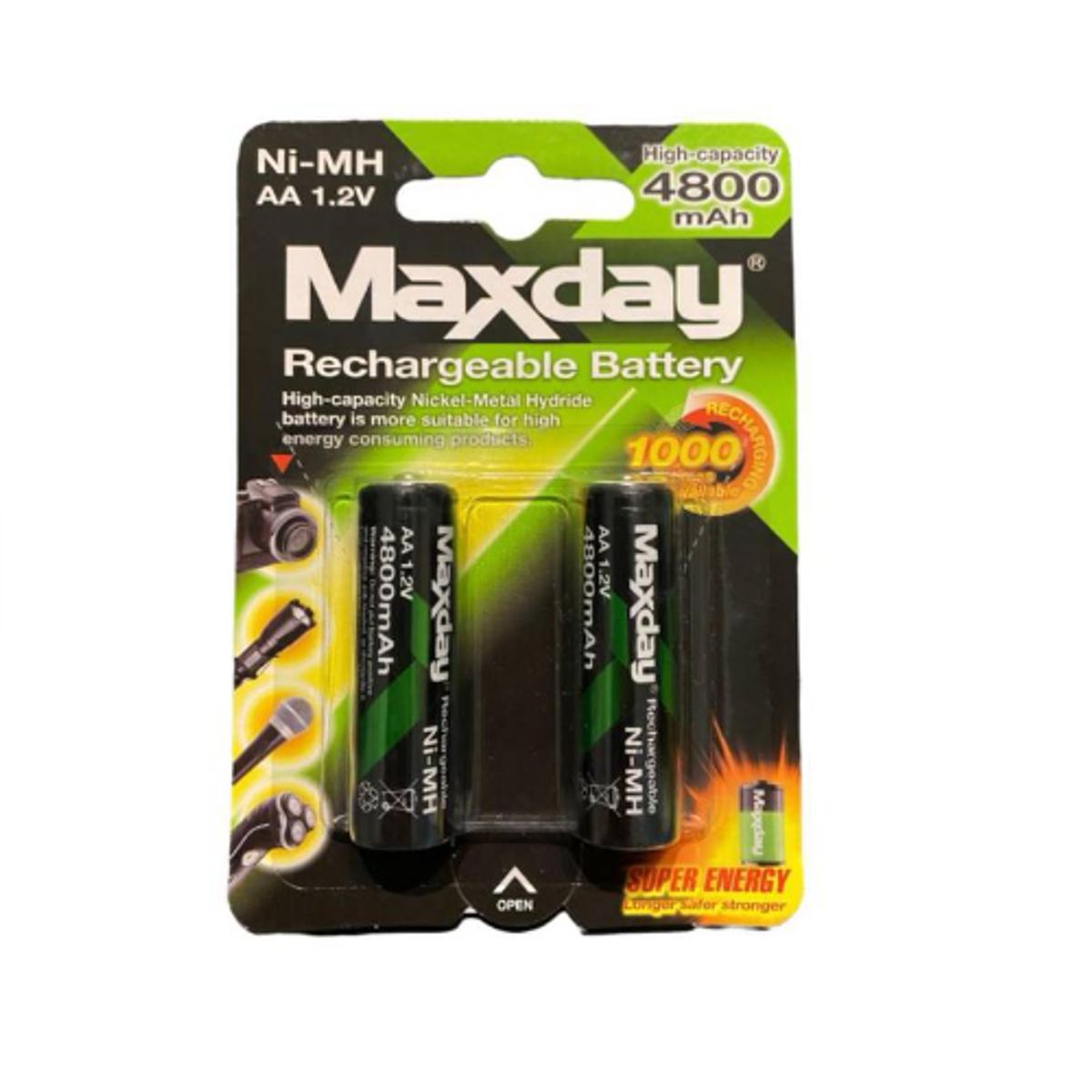 GENERICO - Pack De 2 Pilas Recargables Doble A  De 4800 mAh