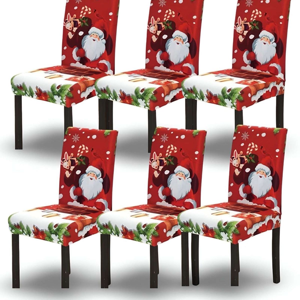 GENERICO - SET DE 6 FUNDAS PARA SILLAS DE NAVIDAD N02