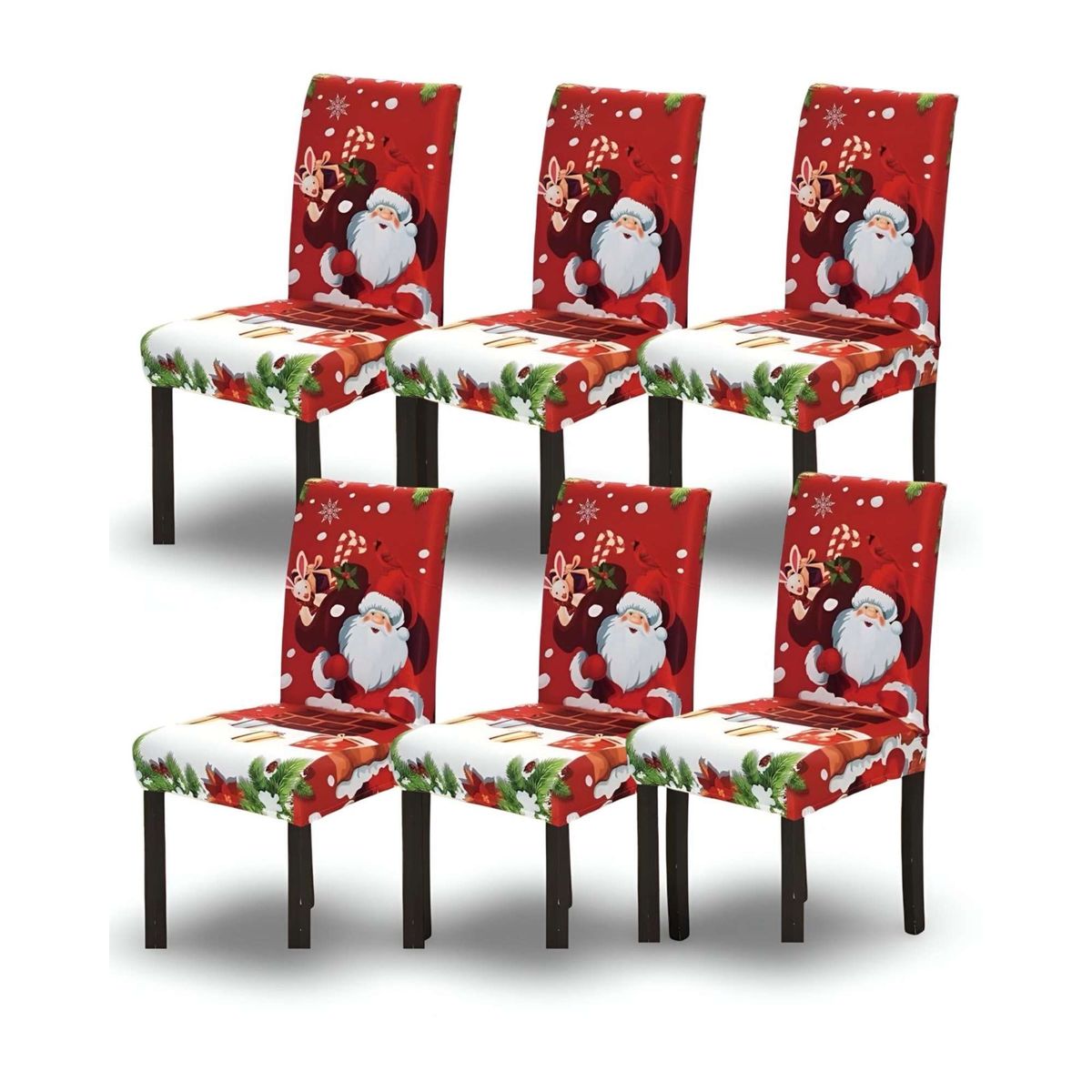 GENERICO - SET DE 6 FUNDAS PARA SILLAS DE NAVIDAD N02