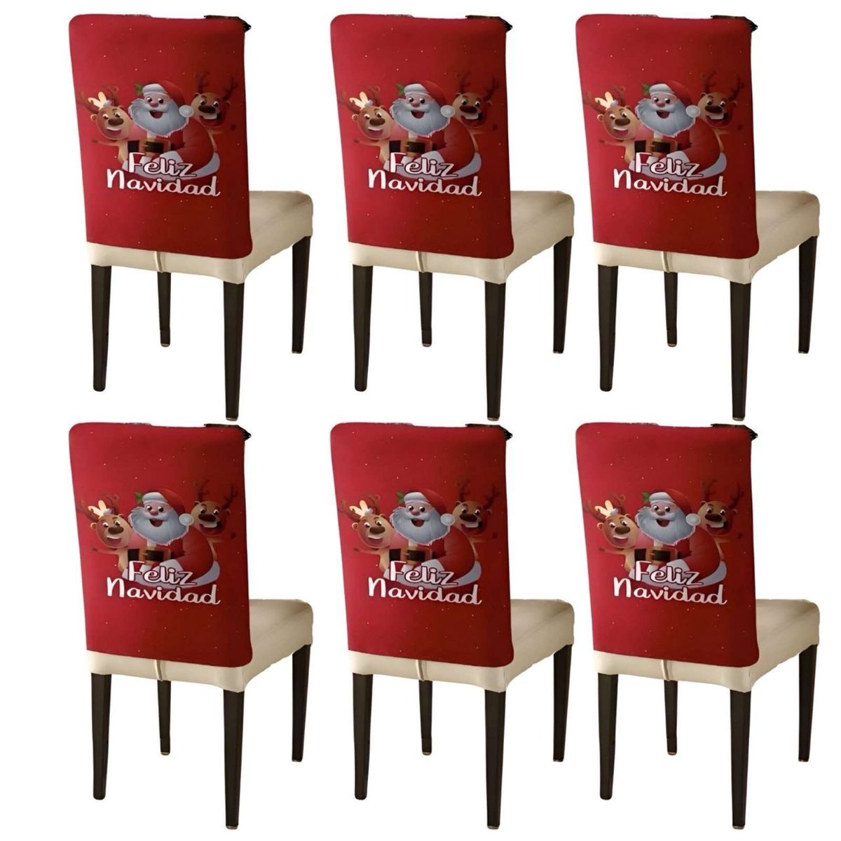 GENERICO - SET DE 6 FUNDAS DE RESPALDO DE SILLAS DE NAVIDAD N22