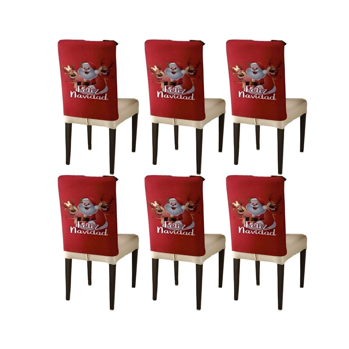 GENERICO - SET DE 6 FUNDAS DE RESPALDO DE SILLAS DE NAVIDAD N22