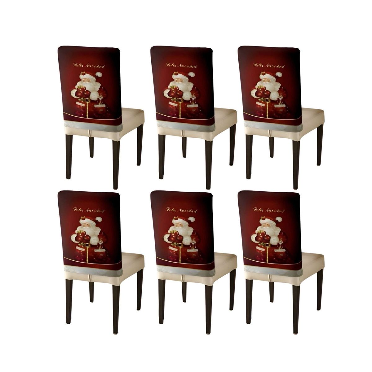GENERICO - PACK DE 6 FUNDAS DE RESPALDO DE SILLAS DE NAVIDAD N25