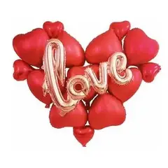 GENERICO - Set De Globos Love Decoración 15 Piezas Corazones