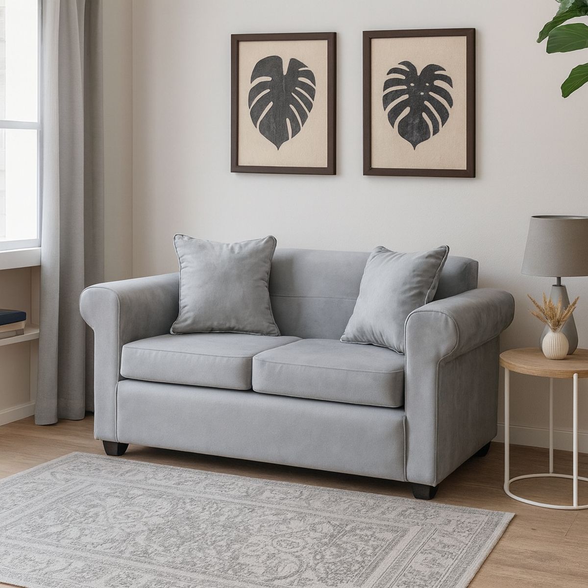 MBC - Sofá 2 Cuerpos New Barcelona Felpa Gris