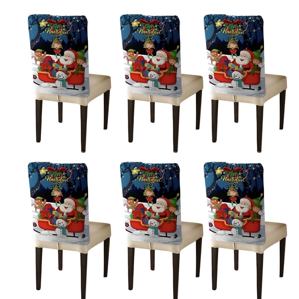 GENERICO - SET DE 6 FUNDAS DE RESPALDO DE SILLAS PARA NAVIDAD N23