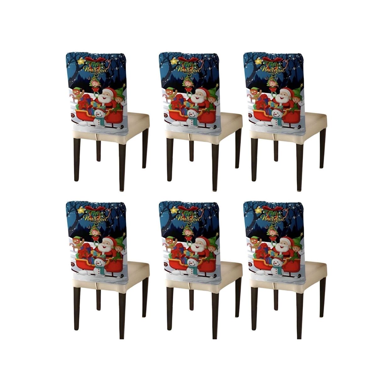 GENERICO - SET DE 6 FUNDAS DE RESPALDO DE SILLAS PARA NAVIDAD N23