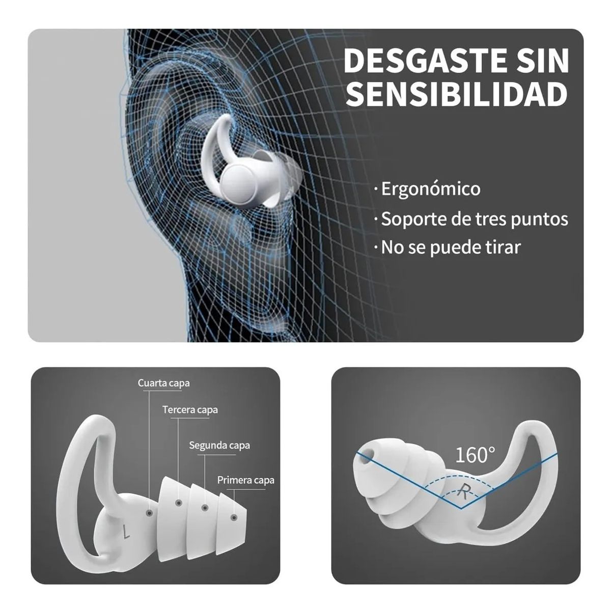 GENERICO - Tapones Oido Silicona Reducción De Ruido Reutilizables Negro