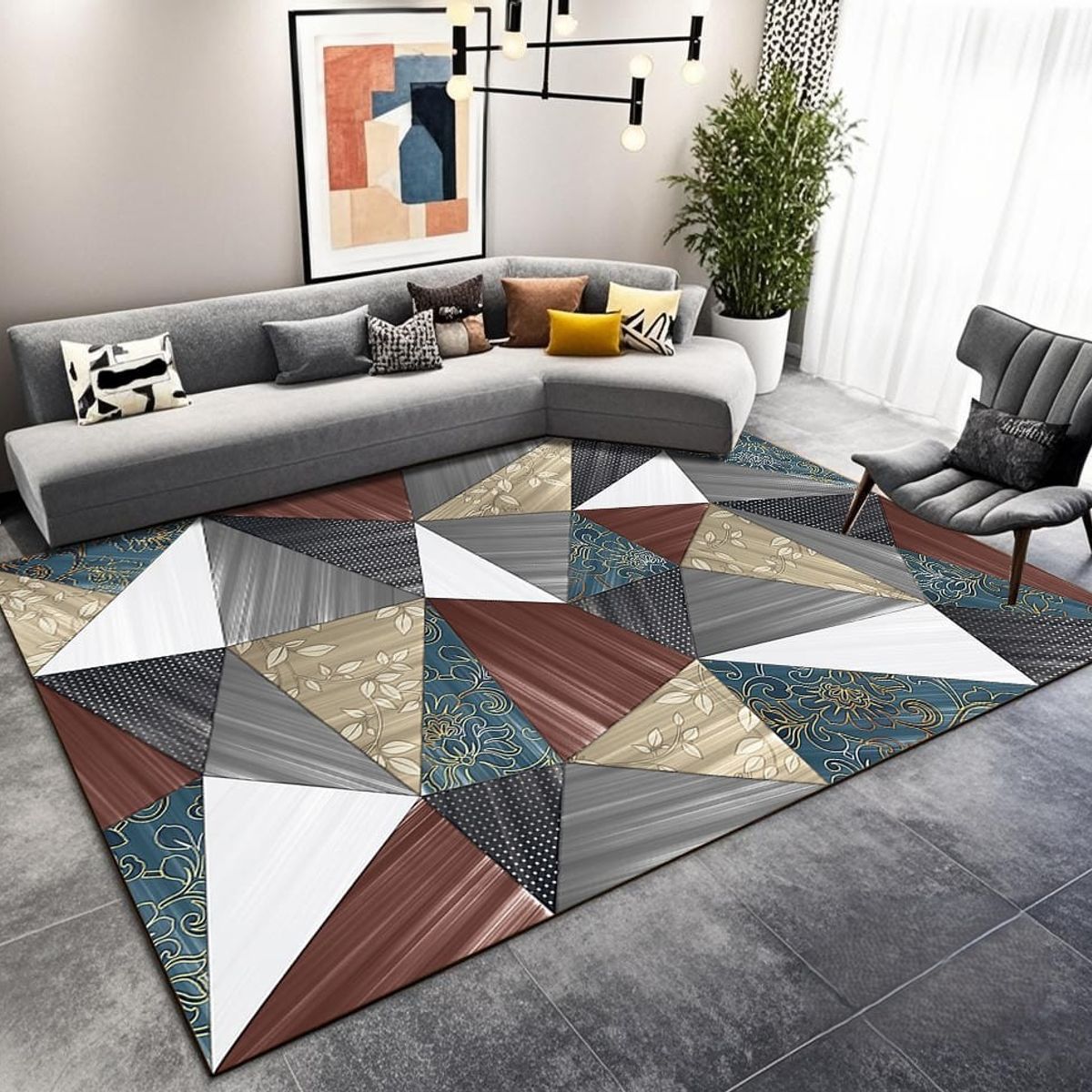 GENERICO - ALFOMBRA PARA LIVING ANTIDESLIZANTE CON DISEÑOS TRIDIMENCIONALES