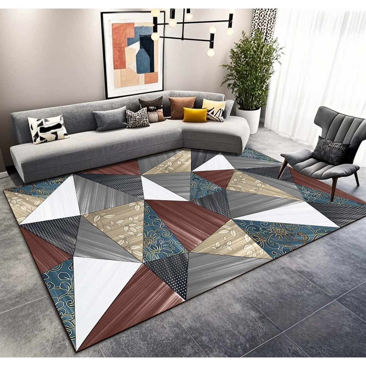 GENERICO - ALFOMBRA PARA LIVING ANTIDESLIZANTE CON DISEÑOS TRIDIMENCIONALES