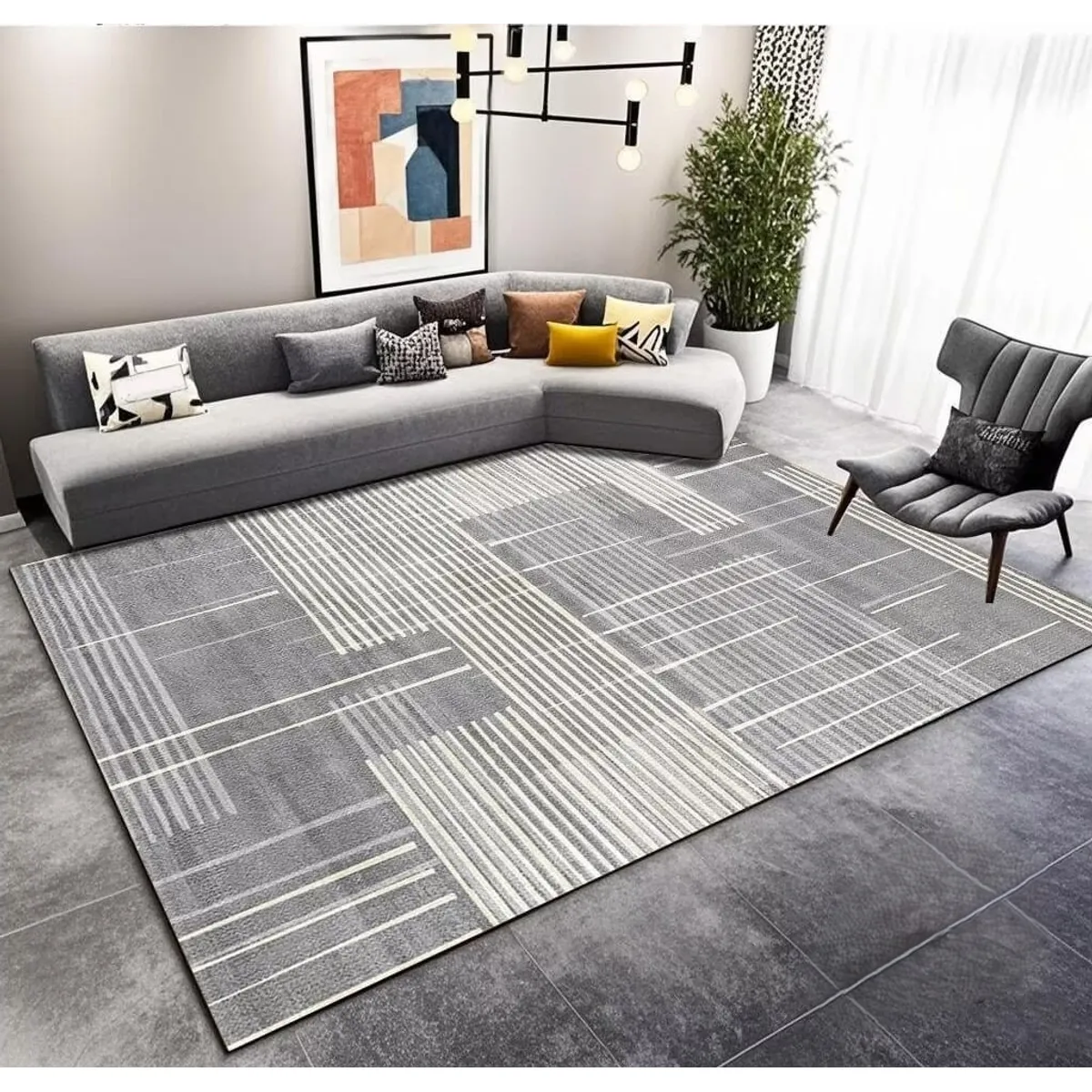 GENERICO - ALFOMBRA PARA LIVING ANTIDESLIZANTE CON DISEÑOS TRIDIMENCIONALES