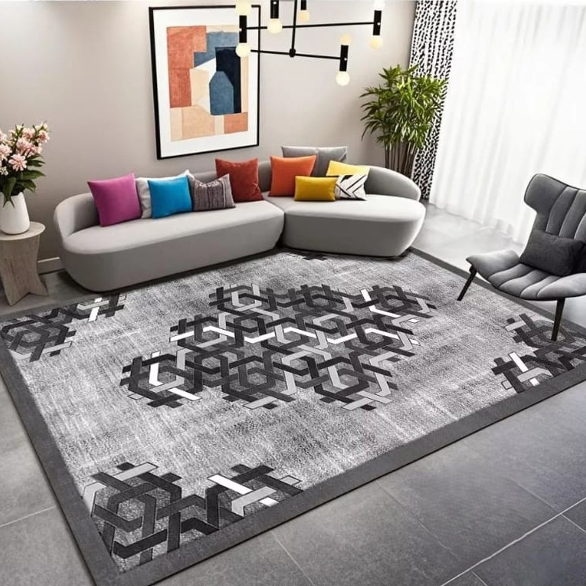 GENERICO - ALFOMBRA PARA LIVING ANTIDESLIZANTE CON DISEÑOS TRIDIMENCIONALES