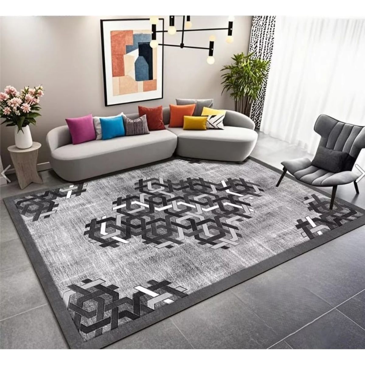 GENERICO - ALFOMBRA PARA LIVING ANTIDESLIZANTE CON DISEÑOS TRIDIMENCIONALES