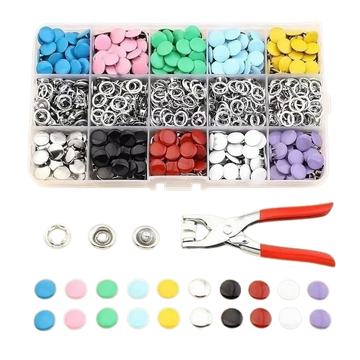 ATURE - 100 Sets de Botón Presión Broche Acero + Pinza Remachadora