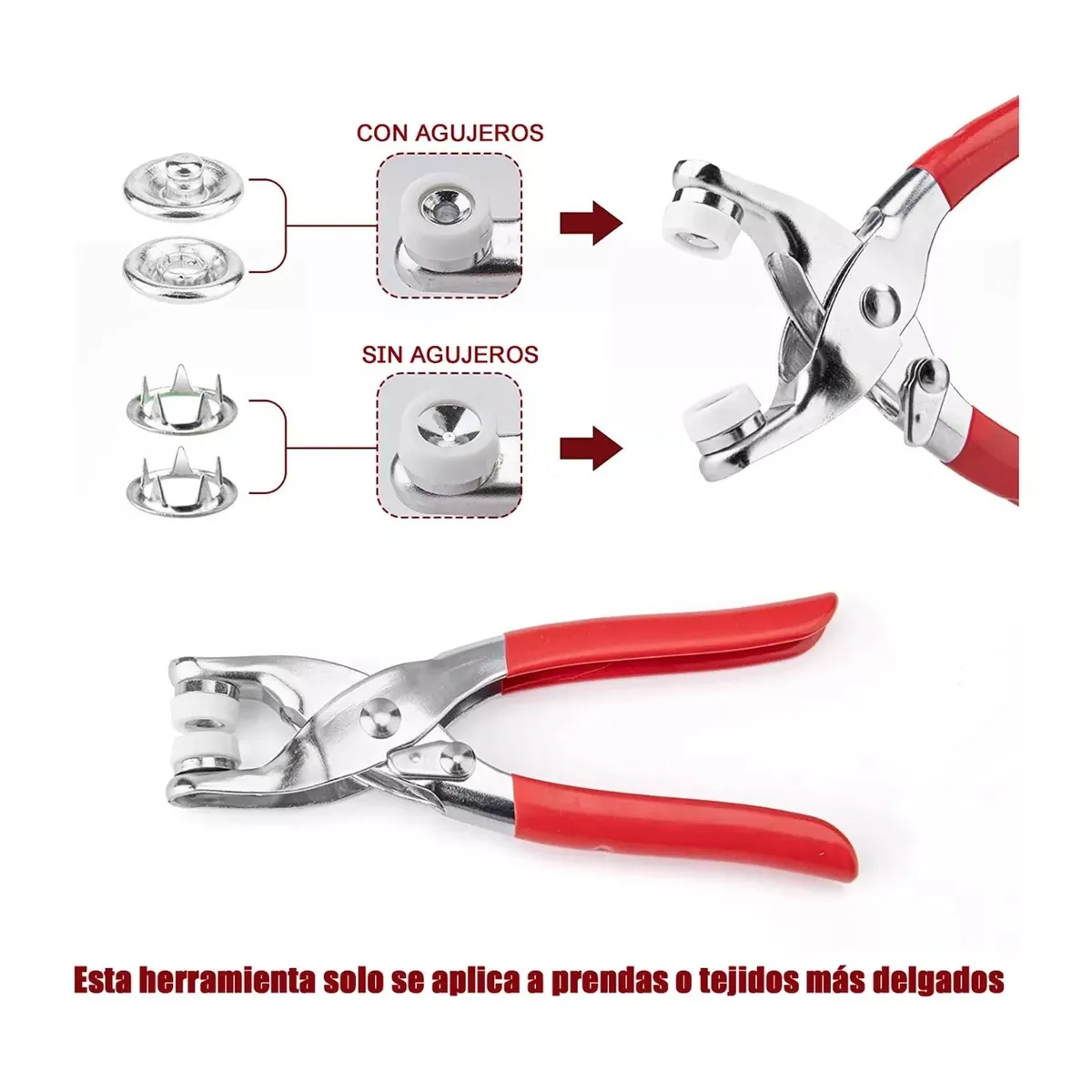 ATURE - 100 Sets de Botón Presión Broche Acero + Pinza Remachadora