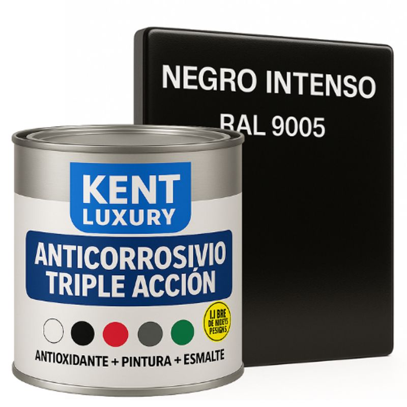 KENT - Anticorrosivo Triple Accion 14 Galon Negro Intenso