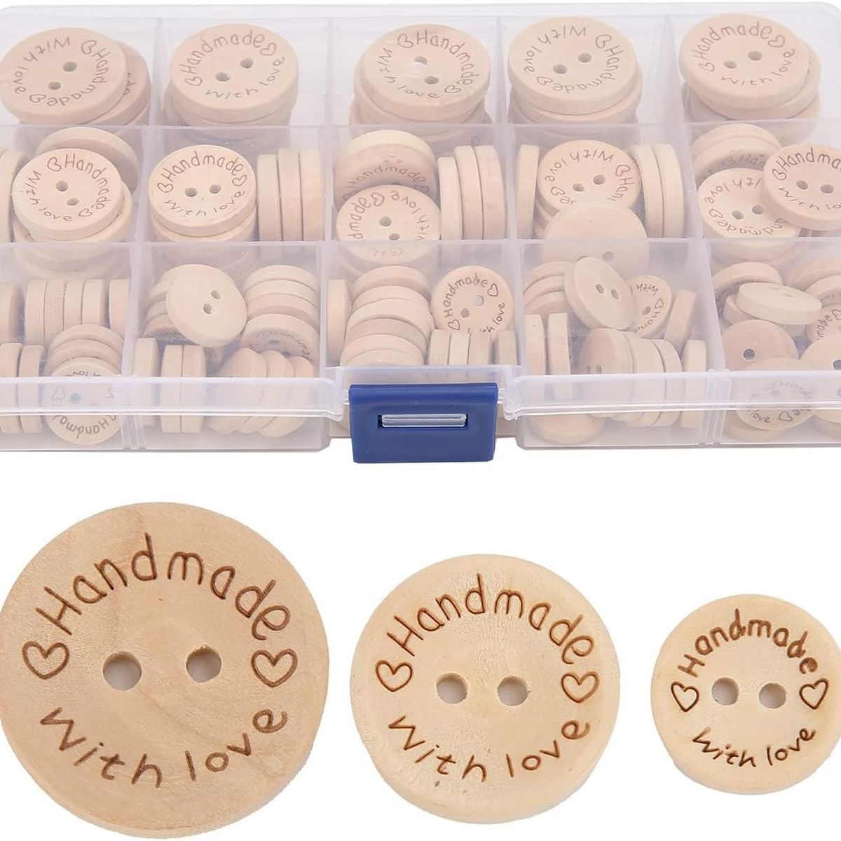 ATURE - Caja De Botones De Madera Handmade 140uni 15-20-25mm