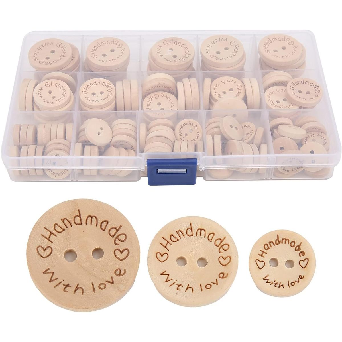 ATURE - Caja De Botones De Madera Handmade 140uni 15-20-25mm