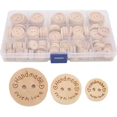 ATURE - Caja De Botones De Madera Handmade 140uni 15-20-25mm