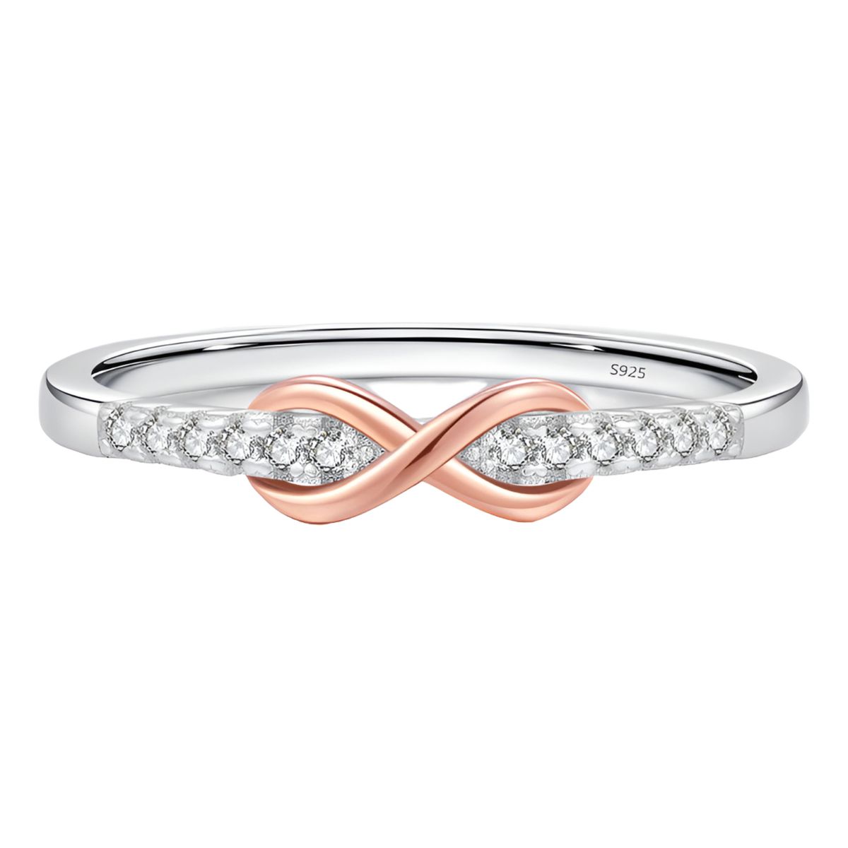 GENERICO - Anillo infinito oro rosa plata 925 ajustable