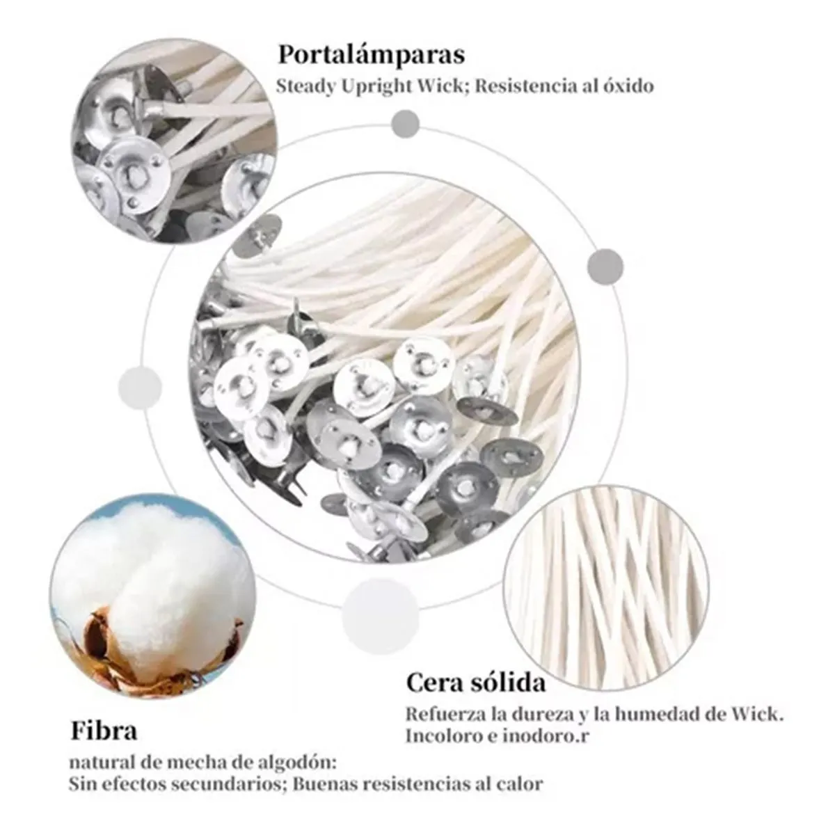 ATURE - Pábilos Encerados Mecha De Vela Con 100 Uds Con Wick Tabs