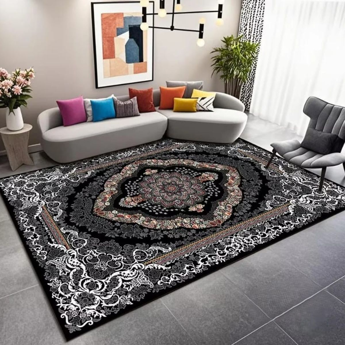 GENERICO - ALFOMBRA PARA LIVING ANTIDESLIZANTE CON DISEÑOS TRIDIMENCIONALES