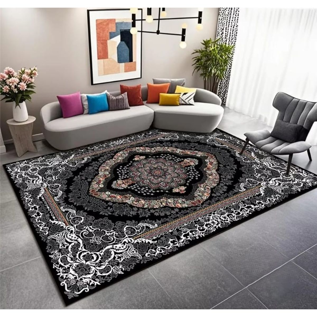 GENERICO - ALFOMBRA PARA LIVING ANTIDESLIZANTE CON DISEÑOS TRIDIMENCIONALES