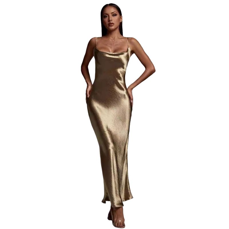 BLWOENS - Vestido de Gala Mujer - Dorado