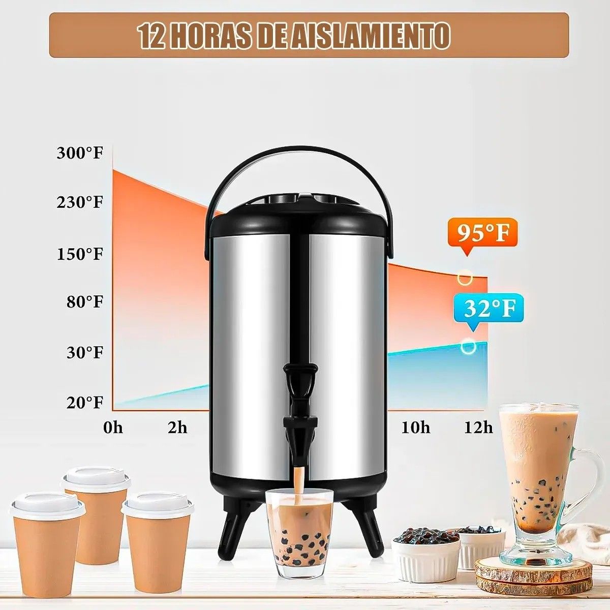 KUANGYE - Termo Para Agua Caliente Termo Para Cafe Termo De Agua 12 Lt